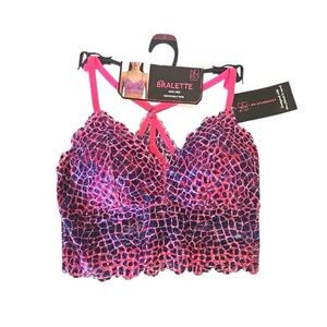 No Boundaries Pink and Purple Scalloped Longline Bralette